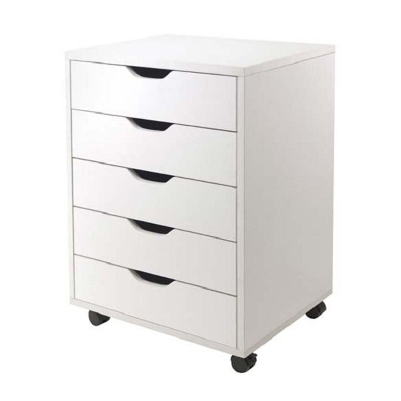 Contemporary Home Living 26.25” White Hallifax Wooden Cabinet for Closet with Casters